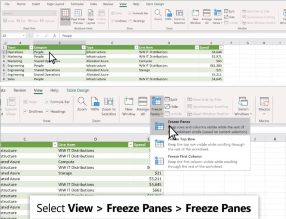 freeze multiple rows in excel for mac